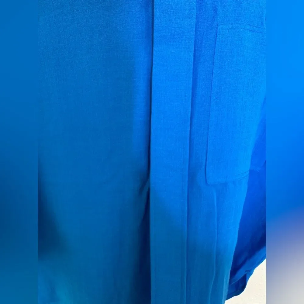 Fridaze Blue Linen Blouse Button Down Sz S